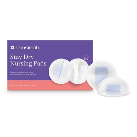 Lansinoh Stay Dry Disposable Nursing Pads for Breastfeeding, Soft and Super Absorbent Breast Pads, Breastfeeding Essentials for Moms, 100 Count