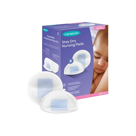 Lansinoh Stay Dry Disposable Nursing Pads for Breastfeeding, 60 Count