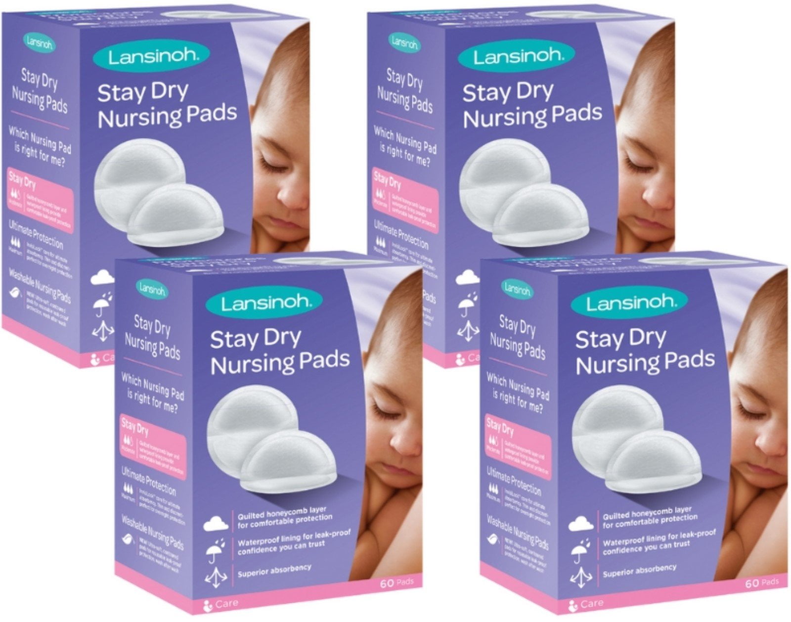 Lansinoh Stay Dry Nursing Pad Day & Night Superior Absorbency, 60ct, 4-Pack  
