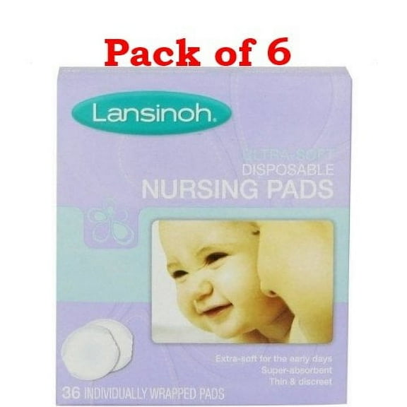Lansinoh Ultra Soft Disposable Nursing Pads, 36 count - Pack of 6