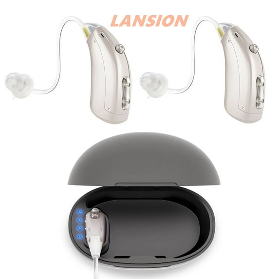 Lansion Personal Sound Amplifiers, Hearing Digital Amplifiers Rechargeable for Seniors with Portable Charging Case, 1 Pair