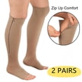 thumbnail image 1 of iadr Unisex Zipper Pressure Compression Socks Support Stockings Leg,Nude 2X-Large Size (2 Pairs), 1 of 8