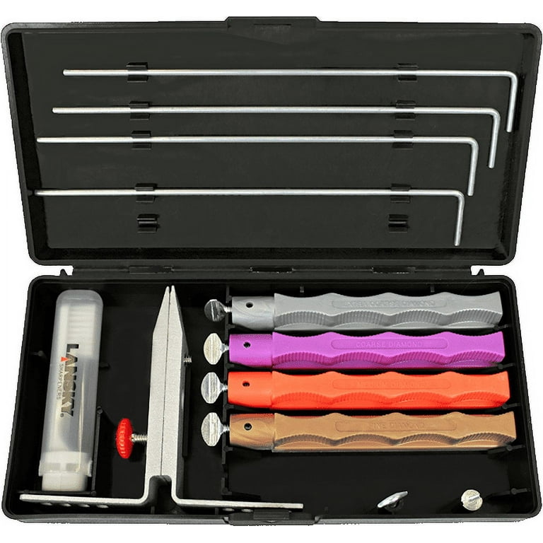 Lansky Deluxe 4-Stone Diamond Knife Sharpener Kit with Angle Guide