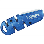 Lansky QuadSharp Handheld Knife Sharpener, 4-Angle Carbide Sharpener with 800 Grit Ceramic Polishing Stone, Blue - Q-SHARP