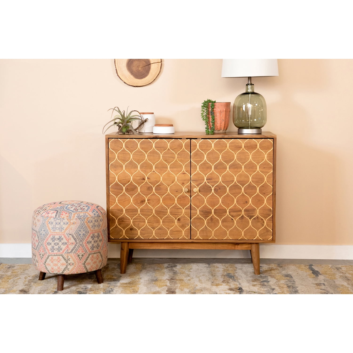 Lantana Transitional Brown 38'' Natural Wood Console Cabinet
