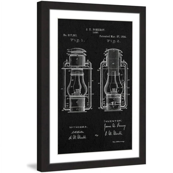 "Lantern 1894 Black Paper" Framed Painting Print
