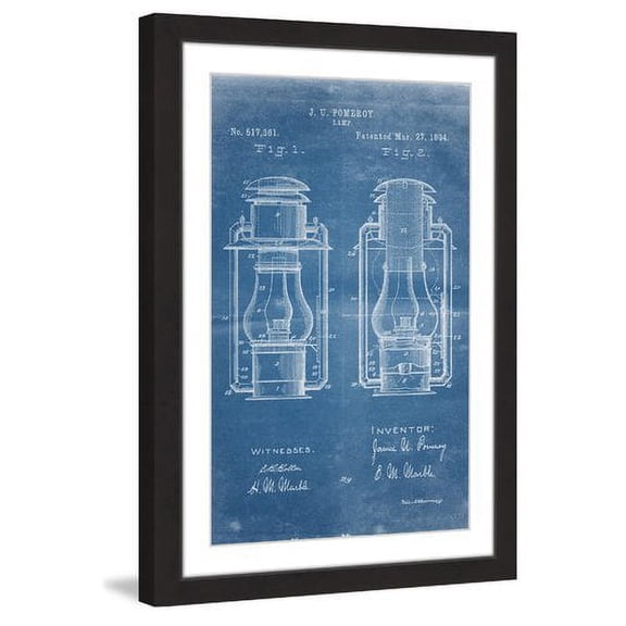"Lantern 1894 Blueprint" Framed Painting Print