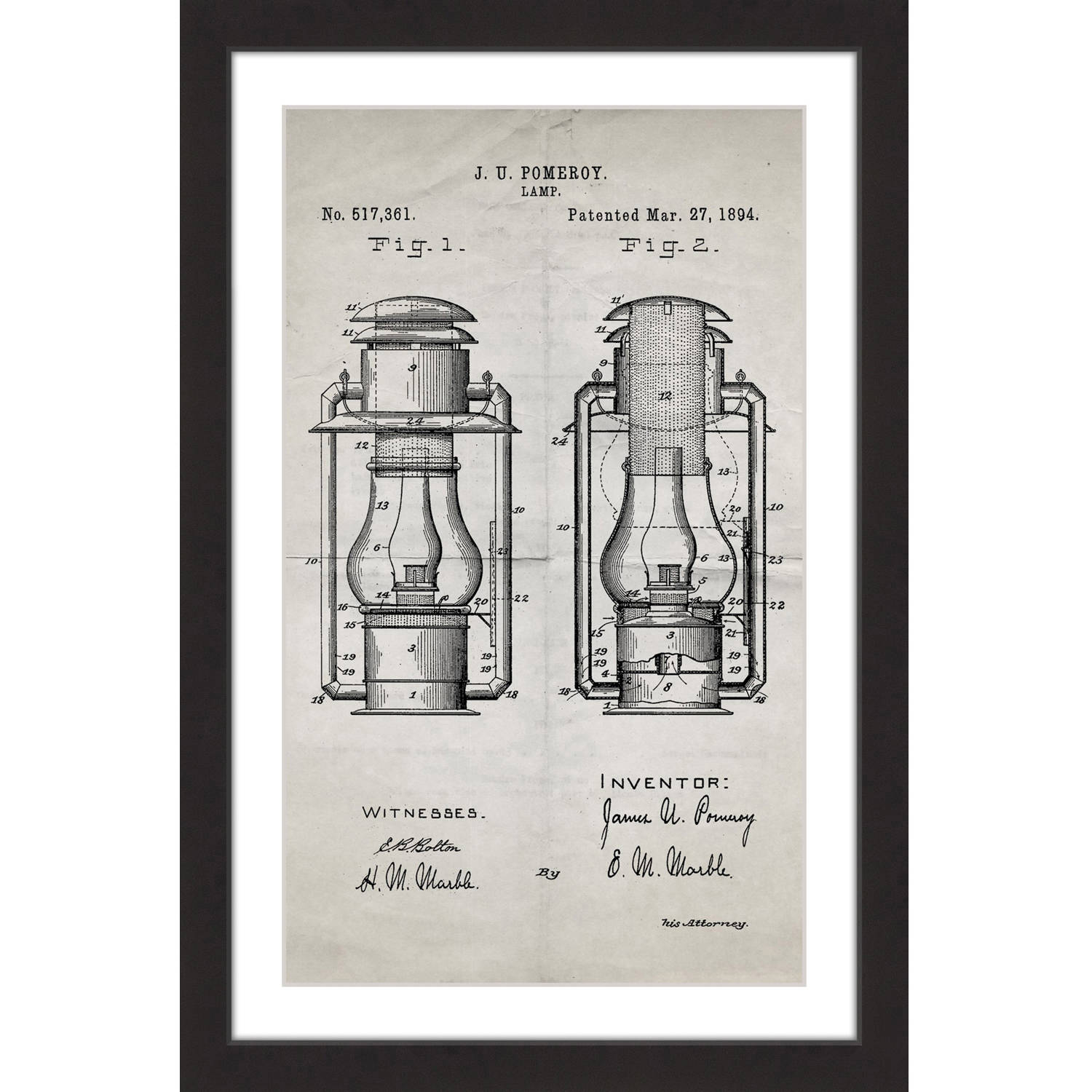"Lantern 1894 Old Paper" Framed Painting Print