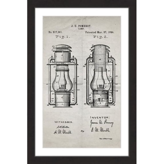 "Lantern 1894 Old Paper" Framed Painting Print