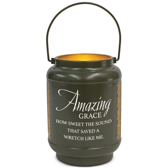 Elanze Designs Amazing Grace How Sweet Green 6.7 x 5 Metal Die Cut Lantern
