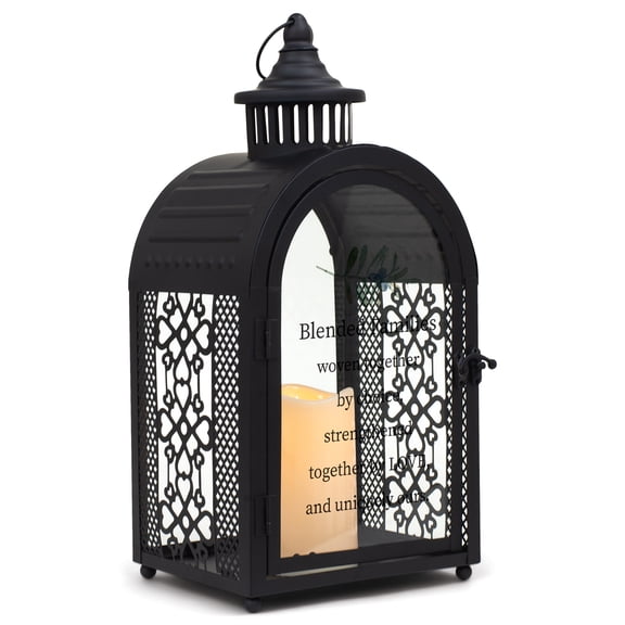 Elanze Designs Blended Families Woven Black 17 inch Metal Candle Lantern