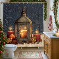 thumbnail image 1 of Lantern Candle Shower Curtain, Rustic Winter Holiday Decor, Cozy Christmas Bathroom Set, Warm Brown Waterproof Fabric Shower Curtain with Hooks-60"W x 72"L (Pack of 1), 1 of 6