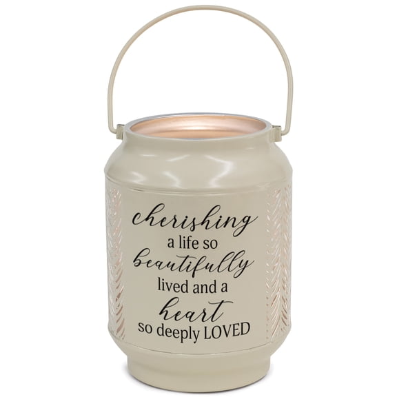 Elanze Designs Cherishing Life So Beautiful Ivory 6.7 x 5 Metal Die Cut Lantern