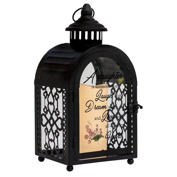Elanze Designs Daughter Laugh Dream Black 11 inch Metal Candle Lantern