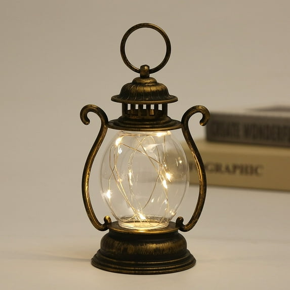 Lantern Decoration with Flickering LED Candle, Small Lantern for Table Centerpiece, Vintage Hanging Candle Holders for Christmas Camping Party