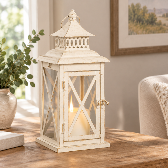 Lantern Decorative Indoor & Outdoor Large Square Hanging Spring Home Decor Vintmetal Candle Lanterns For Patio Wedding Party Beig