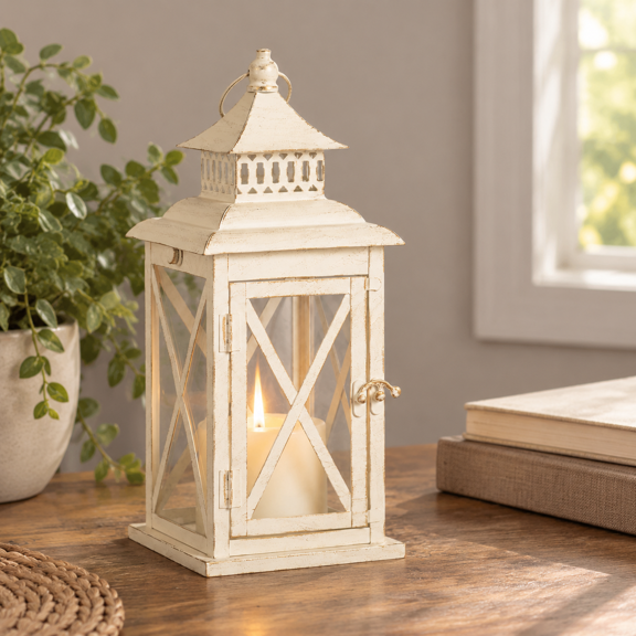 Lantern Decorative Indoor & Outdoor Large Square Hanging Spring Home Decor Vintmetal Candle Lanterns For Patio Wedding Party Beig