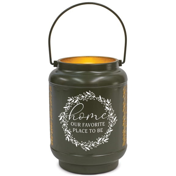 Elanze Designs Home Our Favorite Place Green 6.7 x 5 Metal Die Cut Lantern