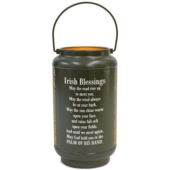Elanze Designs Irish Blessings Palm Hand Green 8.7 x 5 Metal Die Cut Lantern