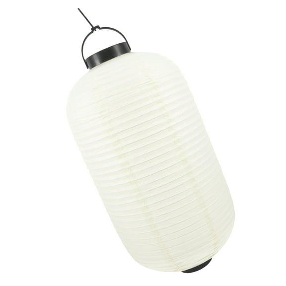 Beige Melon Shaped LED Lantern for Decor with Hook Portable Japanese Style Paper Plastic 10.5 Inches