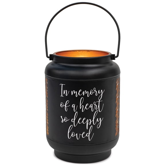 Elanze Designs In Memory Heart Loved Black 6.7 x 5 Metal Die Cut Lantern
