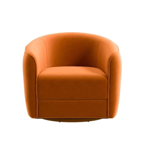 Lantern Mid-Century Modern Round Back Orange Velvet Swivel Chair