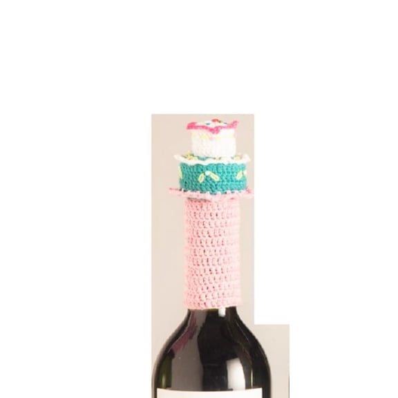 Lantern Moon Birthday Cake Pink Base Wine Bottle Topper