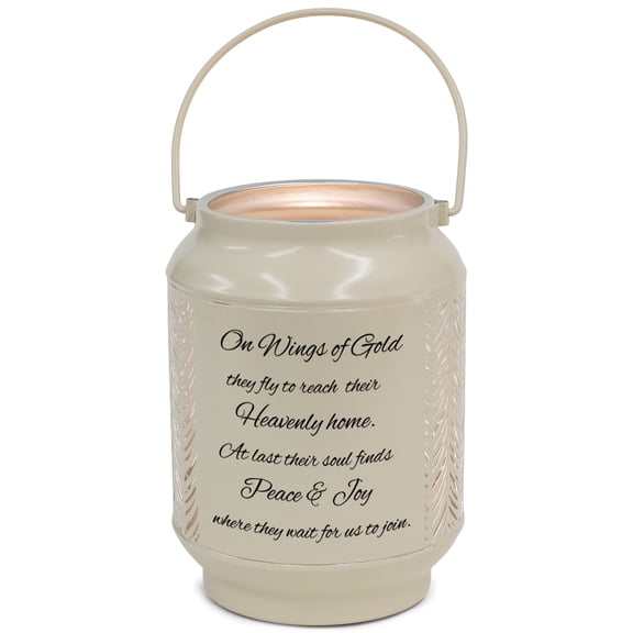 Elanze Designs Wings Of Gold Heavenly Home Ivory 6.7 x 5 Metal Die Cut Lantern