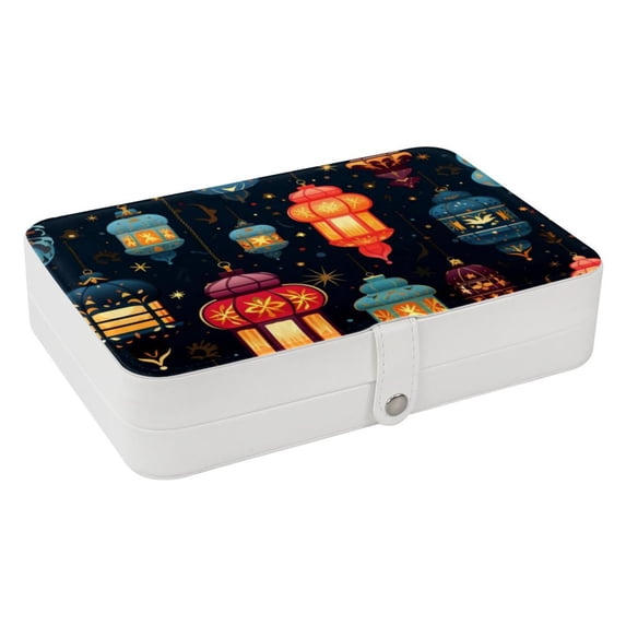 Lantern PU Leather Jewelry Box with Removable Compartment and Necklace Organizer Display Case - Portable