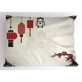 thumbnail image 1 of Lantern Pillow Sham Minimalist Chinese New Year Themed Pattern Eastern Parts of the World Print, Decorative Standard Queen Size Printed Pillowcase, 30 X 20 Inches, Black White Red, by Ambesonne, 1 of 2