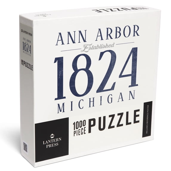 Lantern Press 1000 Piece Jigsaw Puzzle, Ann Arbor, Michigan, Established Date (Blue)
