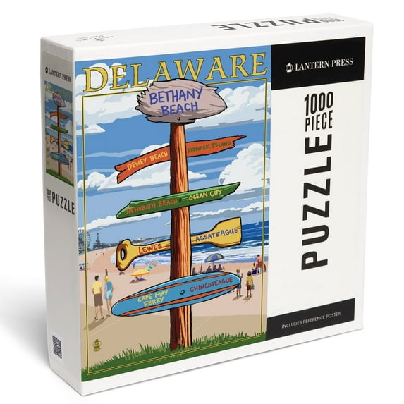 Lantern Press 1000 Piece Jigsaw Puzzle, Bethany Beach, Delaware, Destinations Sign