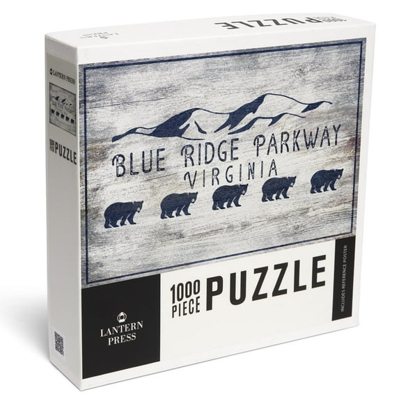 Lantern Press 1000 Piece Jigsaw Puzzle, Blue Ridge Parkway, Virginia, Black Bear and Mountains, Rustic