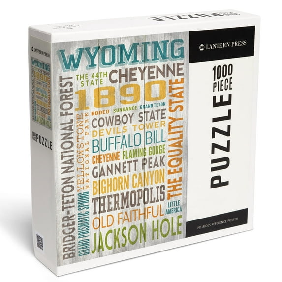 Lantern Press 1000 Piece Jigsaw Puzzle, Cheyenne, Wyoming, Rustic Typography
