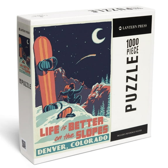 Lantern Press 1000 Piece Jigsaw Puzzle, Denver, Colorado, Life is Better on the Slopes