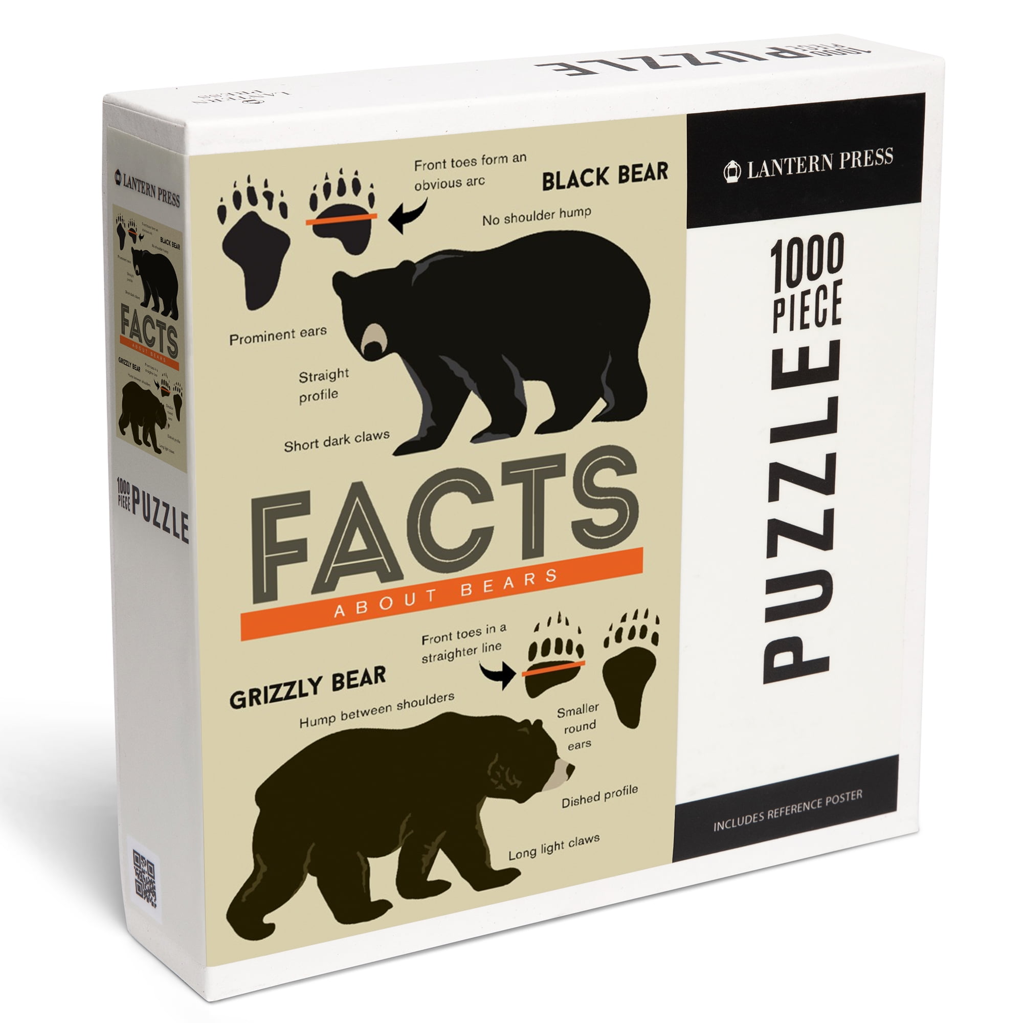 Lantern Press 1000 Piece Jigsaw Puzzle, Facts About Bears, Grizzly and