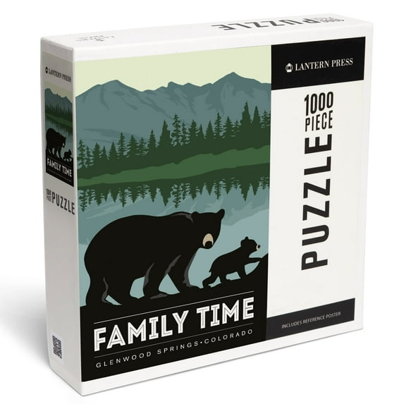 Lantern Press 1000 Piece Jigsaw Puzzle, Glenwood Springs, Colorado, Family Time, Black Bear and Cub