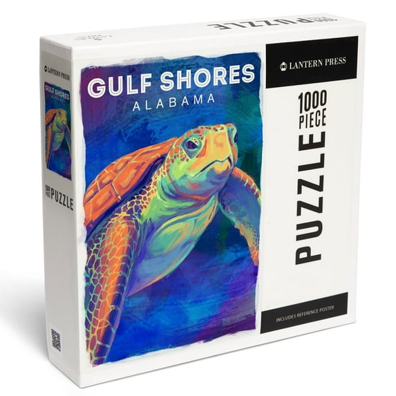 Lantern Press 1000 Piece Jigsaw Puzzle, Gulf Shores, Alabama, Sea Turtle, Vivid