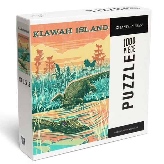 Lantern Press 1000 Piece Jigsaw Puzzle, Kiawah Island, South Carolina, Vintage Print Press, Alligator