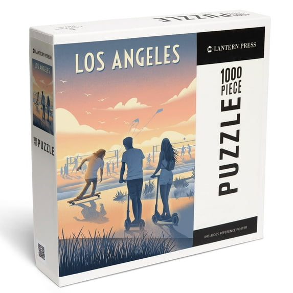 Lantern Press 1000 Piece Jigsaw Puzzle, Los Angeles, California, Lithograph, Enjoy the Ride, Longboards and Scooters