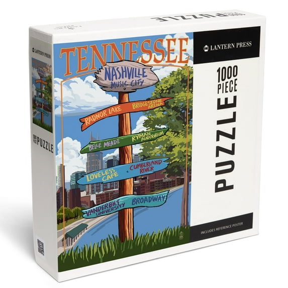 Lantern Press 1000 Piece Jigsaw Puzzle, Nashville, Tennessee, Sign Destinations