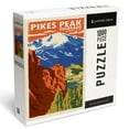 thumbnail image 1 of Lantern Press 1000 Piece Jigsaw Puzzle, Pikes Peak, Colorado, Woodblock, 1 of 5