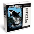 thumbnail image 1 of Lantern Press 1000 Piece Jigsaw Puzzle, Port Angeles, Washington, Orca and Calf, Scratchboard, 1 of 5