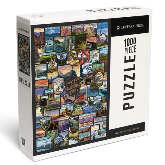 Lantern Press 1000 Piece Jigsaw Puzzle, Protect Our National Parks, Collage