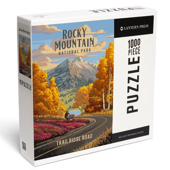 Lantern Press 1000 Piece Jigsaw Puzzle, Rocky Mountain National Park, Colorado, Trail Ridge Road, Fall Colors, Painterly Series