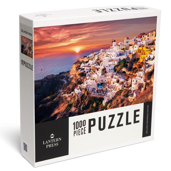 Lantern Press 1000 Piece Jigsaw Puzzle, Santorini, Greece, Coastal Homes at Sunset