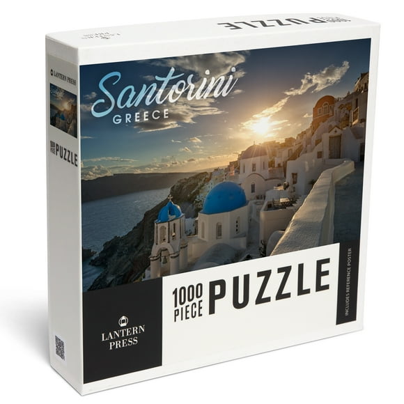 Lantern Press 1000 Piece Jigsaw Puzzle, Santorini, Greece, Sunset and Coastal Town