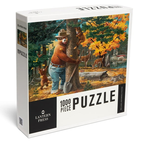 Lantern Press 1000 Piece Jigsaw Puzzle, Smokey Bear Hugging Tree, Officially Licensed