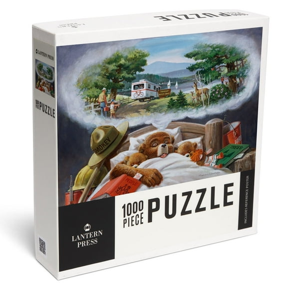 Lantern Press 1000 Piece Jigsaw Puzzle, Smokey Bear, In Bed Dreaming, Officially Licensed Vintage Poster