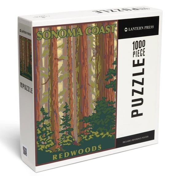 Lantern Press 1000 Piece Jigsaw Puzzle, Sonoma Coast Redwoods, California, Forest View
